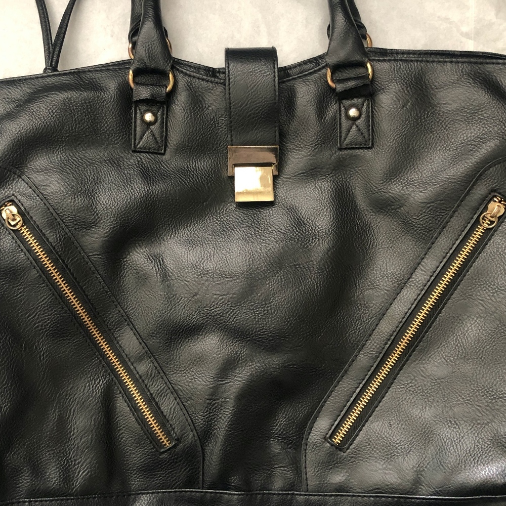 Lulu Zip Detail Black Satchel - Picture 3 of 4
